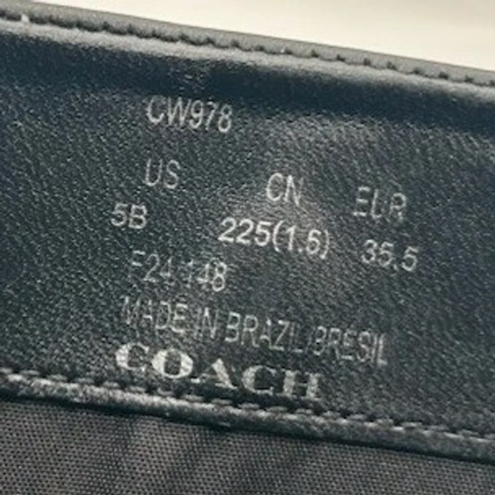 New Coach CW978 Knee High Boots Women's Size 5 B Black Leather Buckle Zip